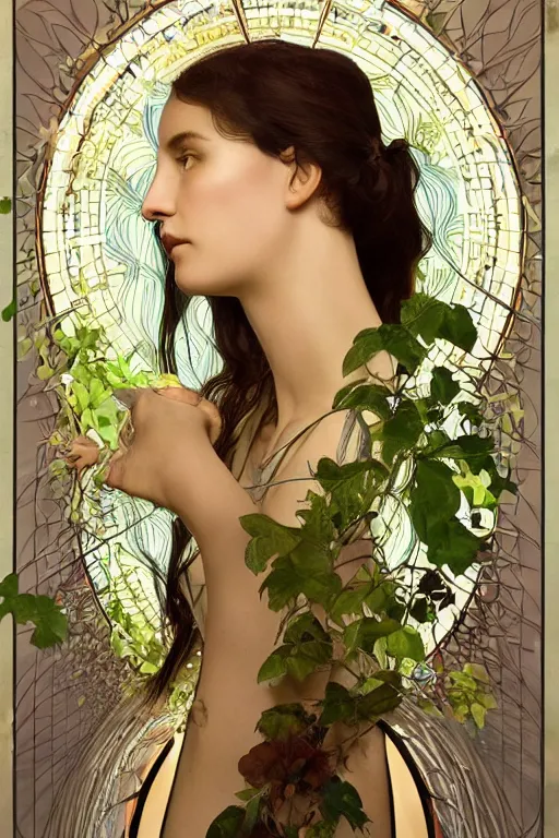 Prompt: an ( ( ( ( ( ( ( esoteric woman ) ) ) ) ) ), blending into nature!!!! with a beautiful face!!! cinematic lightning, isolated, studio lighting by alphonse mucha and tom bagshaw