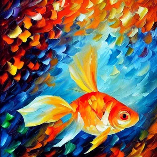 Prompt: goldfish on drugs by leonid afremov