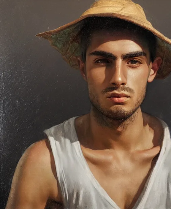 Image similar to heroic portrait of a young greek man. art by denys tsiperko and bogdan rezunenko, hyperrealism