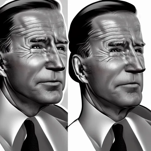 Image similar to muscular joe biden, greyscale, chiseled jawline, digital art, gigachad