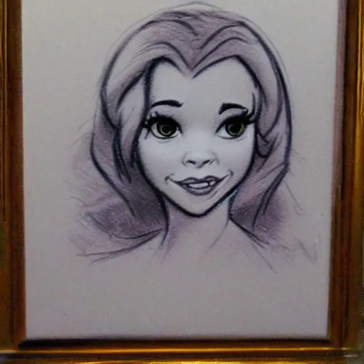 Prompt: milt kahl pencil sketch of chloe grace moretz in disney snow white