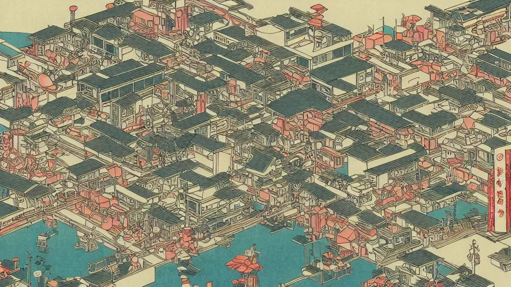 Prompt: futuristic japanese city, highly detailed beautiful ukiyo - e,