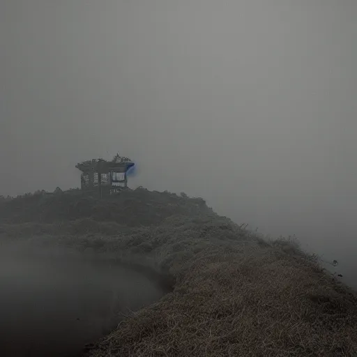 Image similar to haunted skull island, fog, cinematic