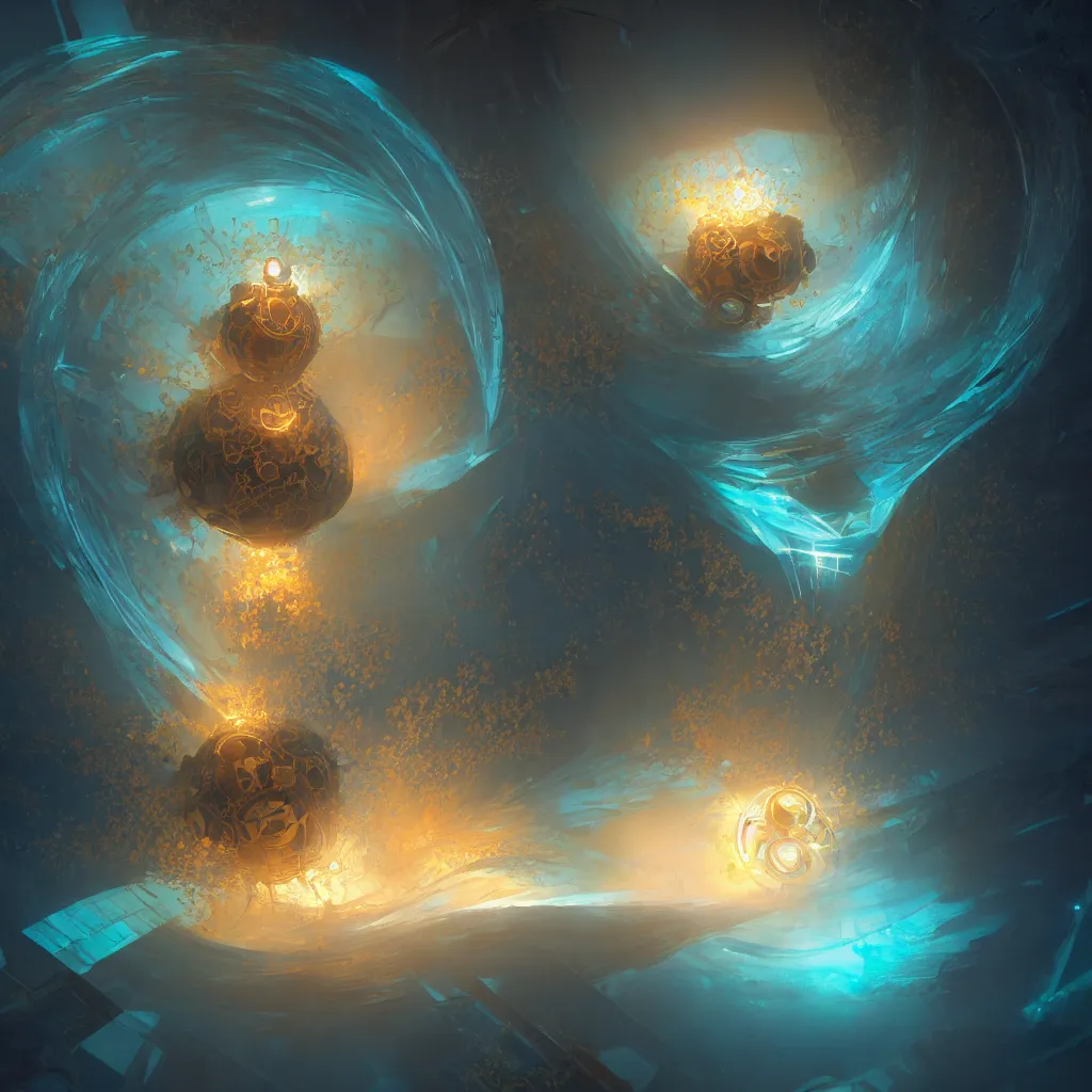 Image similar to within a flower the whole and finite capsule apparent with awe the apparition, an idea seep's into infinity highly detailed in volumetric void of latent space, golden turquoise steampunk, axonometric high contrast cinematic light, mystical shadows, sharp focus, divine realm of gods, octane render, artist by greg rutkowski,