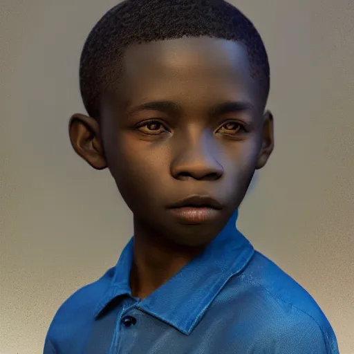 Image similar to portrait of a nigerian boy, james jean style, vfx art, unreal engine render, claymation style, colourful, volumetric light, digital painting, digital illustration, dramatic light,