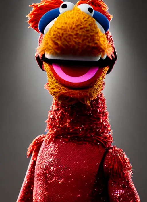 Image similar to studio portrait still of muppet!!!!! ironman from avengers infinity war!!!!!! from avengers infinity war as a muppet muppet as a muppet, 8 k, studio lighting, key light,