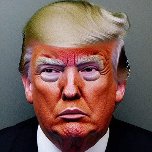 Image similar to mugshot photo of Donald Trump, realistic