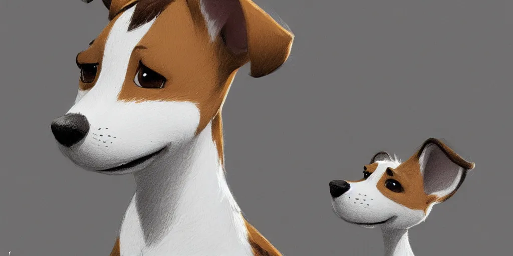 Image similar to jack russel terrier, portrait, character exploration, focus, highly detailed, zootopia concept art, illustration, sketch by cory loftis