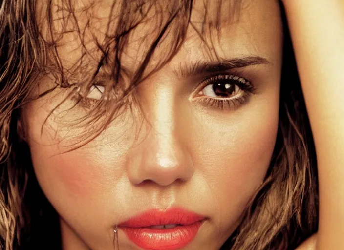 Prompt: a closeup, 4 5 mm, detailed photograph of a woman half jessica alba half nathalie portman half scarlett johansson, beautiful low light, 4 5 mm, by franz lanting