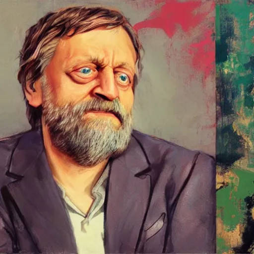 Image similar to slavoj zizek in jojo pose, by ruan jia