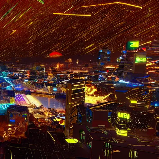 Image similar to christchurch city at night, cyberpunk 2 0 7 7, stars bright in the night sky,