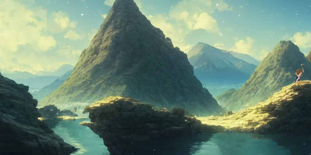 Image similar to ultra realistic, greek gods, mountain, colors, 8 k, hd, details, fantasy, epic, ancient city, landscape illustration concept art anime key visual trending pixiv fanbox by wlop and greg rutkowski and makoto shinkai and studio ghibli and kyoto animation symmetrical facial features