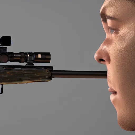 Image similar to bullet just got fired from sniper rifle, insane details, sharp focus, octane render, computer art