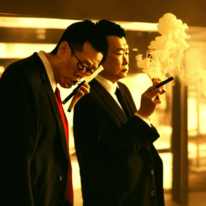 Prompt: smoking trump, wong kar wai style