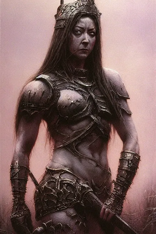 Prompt: alyson hannigan as barbarian princess by beksinski