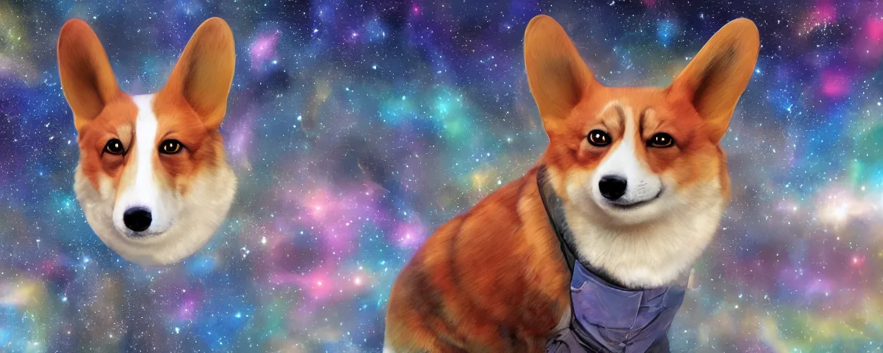 Image similar to galactic corgi, ultra realistic, digital art, concept art