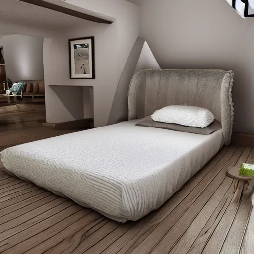 Prompt: cute cozy bed. 3 d. 8 k. 4 k. uhd. miniature digital asset. symmetrical.