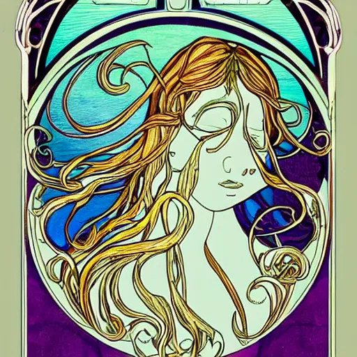 Prompt: ilithid, in the style of art nouveau,