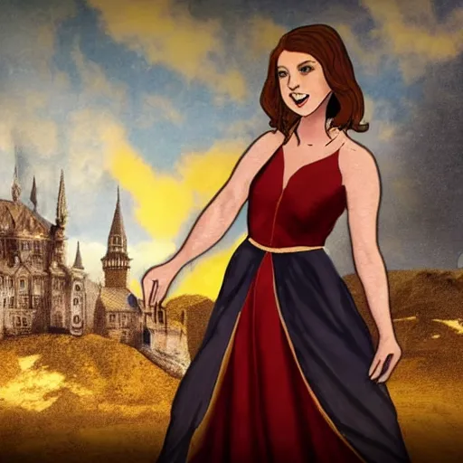 Image similar to rachel bloom as an animated princess looking at a jesus statue covered in bloody severed hands, set in a medieval world, digital art