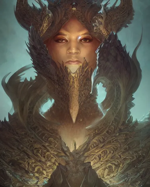 Image similar to Portrait of a ghostly dragon person, HD, illustration, epic, D&D, fantasy, intricate, elegant, highly detailed, digital painting, artstation, concept art, smooth, sharp focus, illustration, art by artgerm and greg rutkowski and alphonse mucha, monster hunter illustrations art book