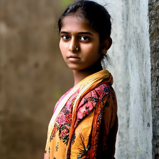 Prompt: portrait of beautiful Bangladeshi teen girl