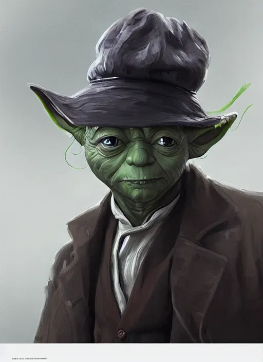 Image similar to Yoda wearing a Peaky Blinders suit and a flat cap, elegant, digital painting, concept art, smooth, sharp focus, illustration, from StarCraft by Ruan Jia and Mandy Jurgens and Artgerm and William-Adolphe Bouguerea