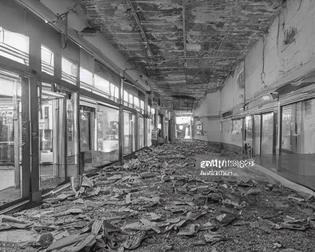 Prompt: camera footage of a Gigantic cockroach in an abandoned shopping mall, high exposure, dark, monochrome, camera, grainy, CCTV, security camera footage, timestamp, zoomed in, fish-eye lens, cockroach, horrifying :4