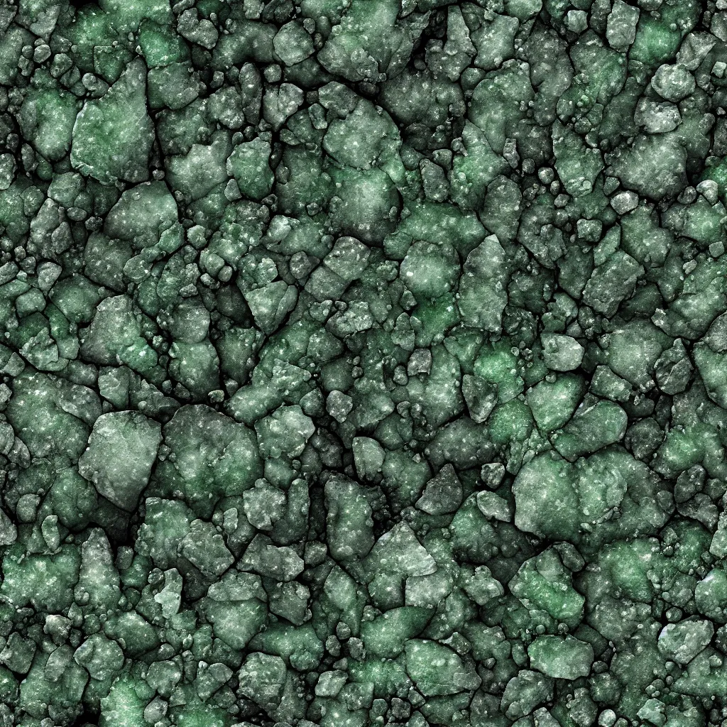 Image similar to long green crystals sticking out of the rock surface, detailed ground terrain albedo texture, flat, 2 d texture, seamless