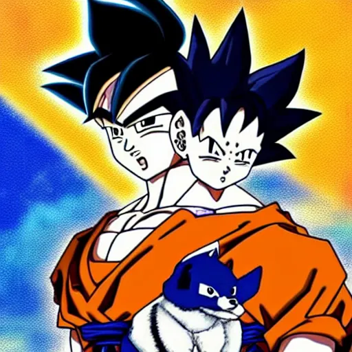 Image similar to goku with a dog