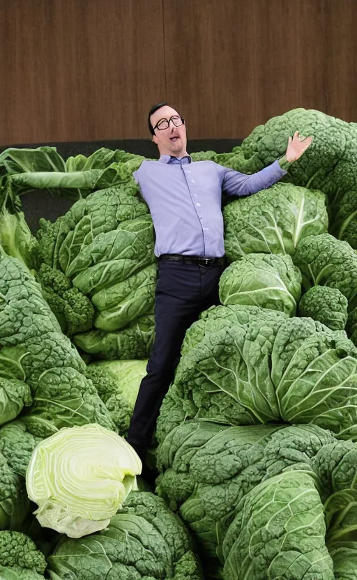 Image similar to john oliver throwing a cabbage