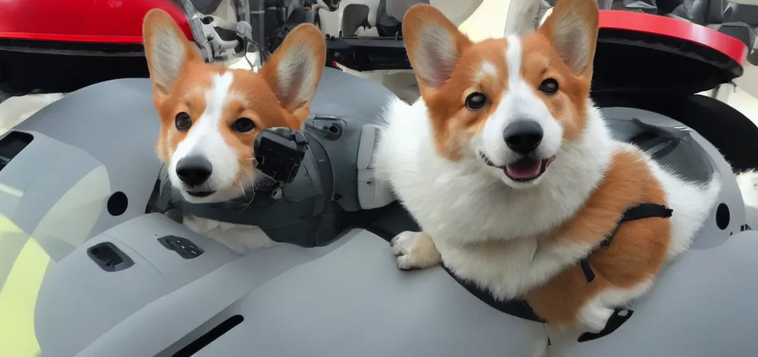 Image similar to corgi piloting a spaceship