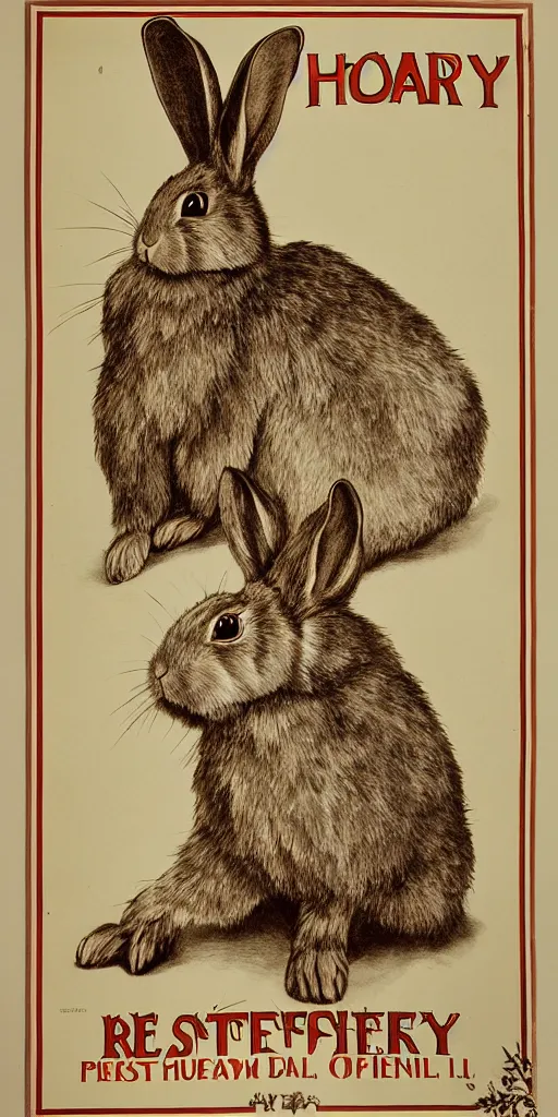 Prompt: a rabbit in the style of a 1 9 0 0 s poster advertisement