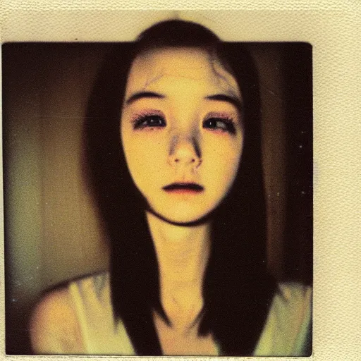 Prompt: polaroid of anime girl face shot cute by Tarkovsky