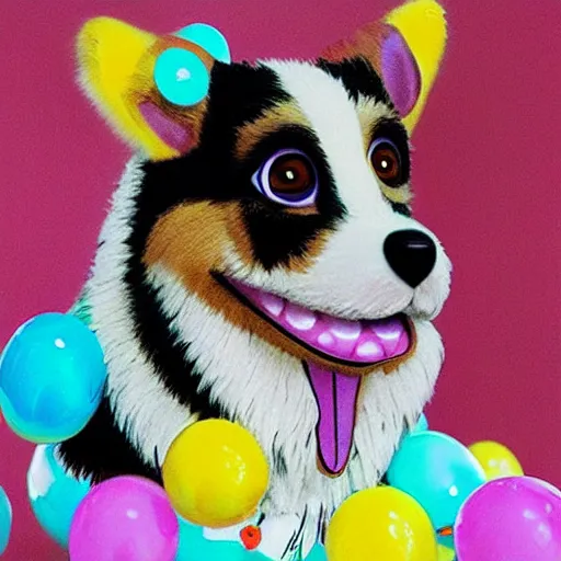 Prompt: “Jeff Koons corgi”