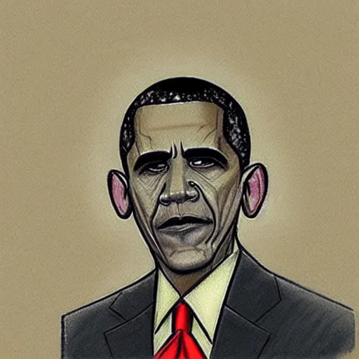 Image similar to creepy criminal police sketch of obama, uncanny!!!