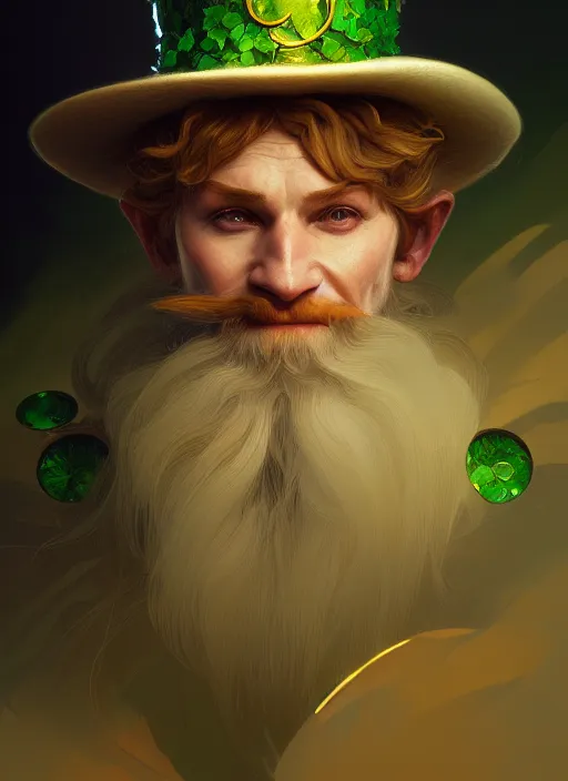 Prompt: portrait of leprechaun, intricate, elegant, highly detailed, digital painting, artstation, concept art, smooth, sharp focus, illustration, art by artgerm and greg rutkowski and alphonse mucha, 8 k