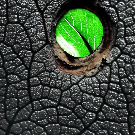 Prompt: beautiful photo of a close up of a green leaf, with a small hole in it. through the hall you can see a women's face, who is looking through.