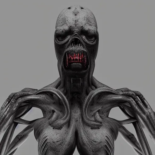 Prompt: a dark creature in giger style, octane render, 4k, detailed, unreal engine 5,