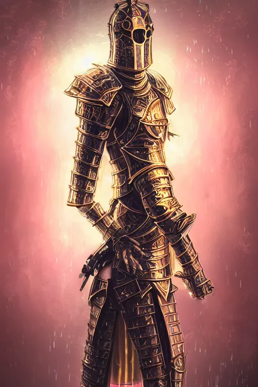 Prompt: portrait holy and divine young knights of Zodiac girl, golden and copper knight armor, in futuristic heavily raindrop tokyo rooftop cyberpunk night, ssci-fi, fantasy, intricate, very very beautiful, elegant, neon light, highly detailed, digital painting, concept art, human anatomy, soft light, hdri, smooth, sharp focus, illustration, art by tian zi and craig mullins and WLOP and alphonse mucha