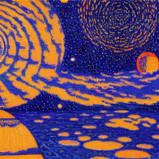 Prompt: Liminal space in outer space by Theo van Rysselberghe