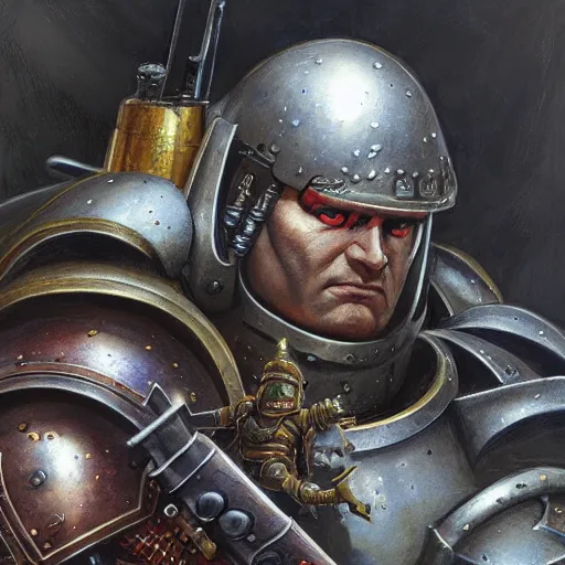 Image similar to Guts from Berserk as a space marine Primarch, warhammer 40k, closeup character portrait art by Donato Giancola, Craig Mullins, digital art, trending on artstation