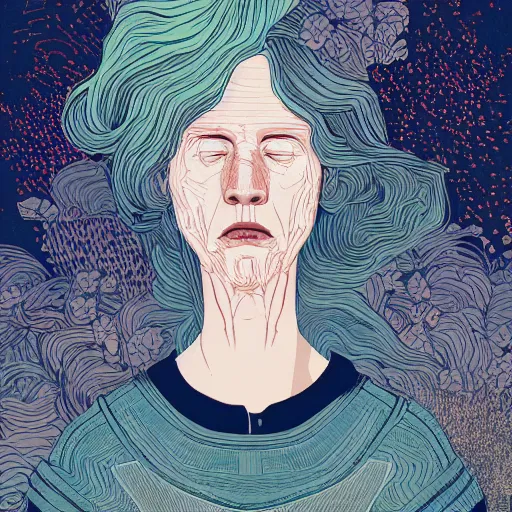 Image similar to illustration of to pout, sullen, showing irritation or ill humor by a gloomy silence or reserve by studio multi and victo ngai, malika favre