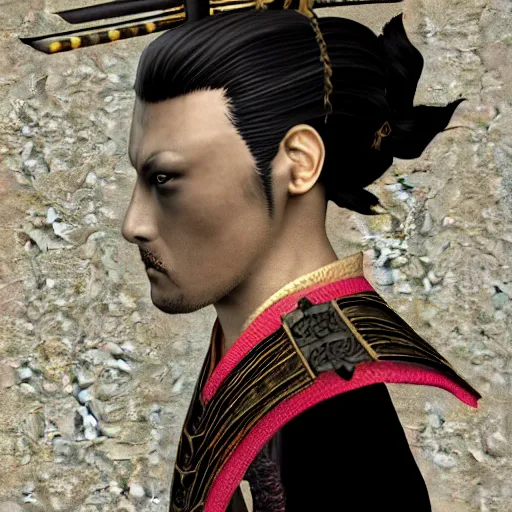 Prompt: Full body profile of Male Victorian Gothic Samurai Genshin Impact character, hd, intricate,8k, digital art