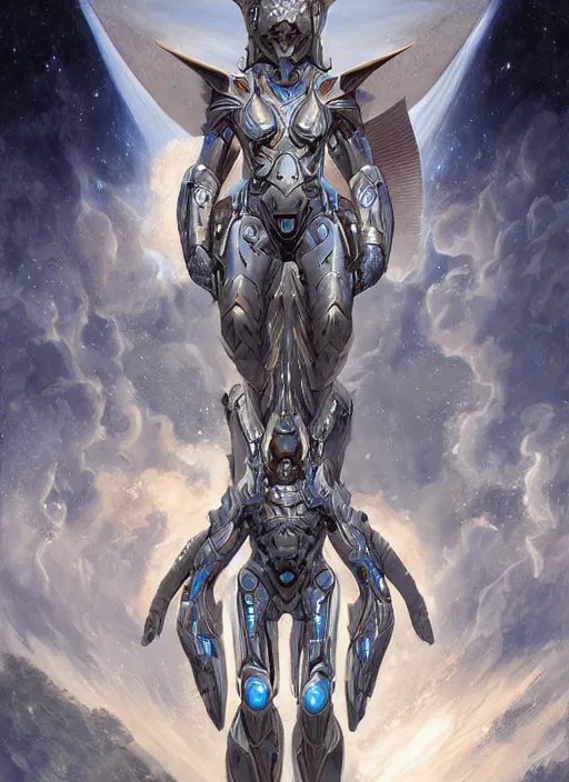 Image similar to digital _ painting _ of _ celestial beings, futuristic _ by _ filipe _ pagliuso _ and _ justin _ gerard _ symmetric _ fantasy _ highly _ detailed _ realistic _ intricate _ port