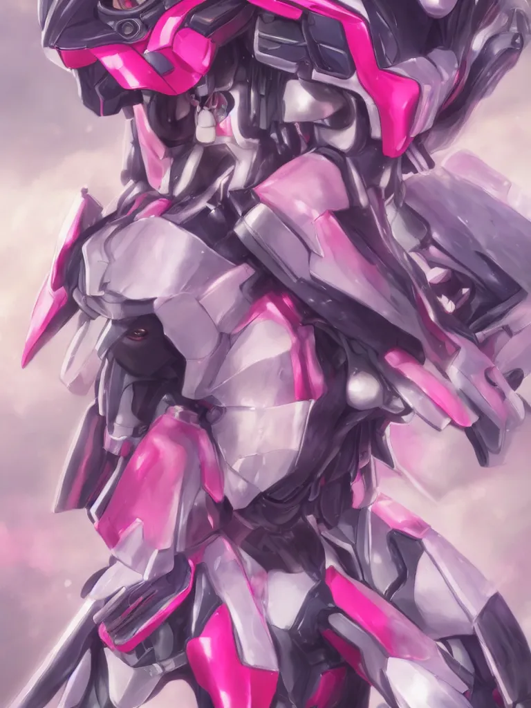 Image similar to A realistic anime portrait of a woman in a Gundam suit with glowing pink, digital painting, by Stanley Artgerm Lau, Sakimichan, WLOP and Rossdraws, digtial painting, trending on ArtStation, SFW version