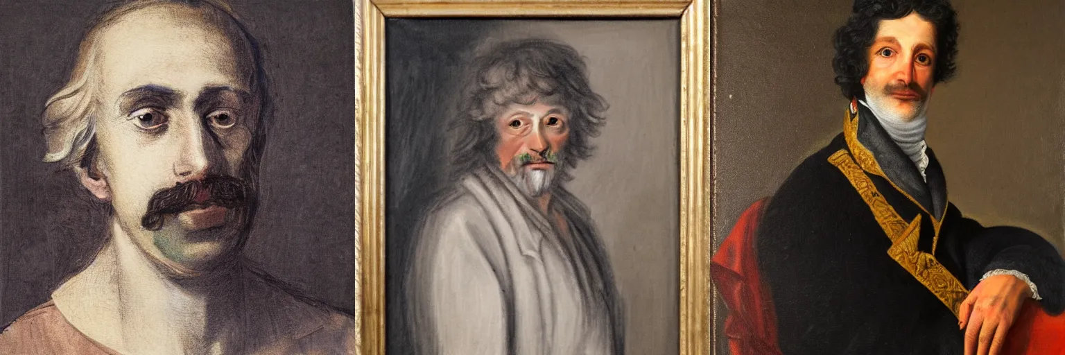 Prompt: homeless person drawn in the style of Louis IVX, french Royal Portrait, oil painting, 1785