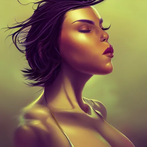 Image similar to a stunning upper body portrait of a beautiful woman with raven hair blowing in the wind by marvel comics, digital art, trending on artstation