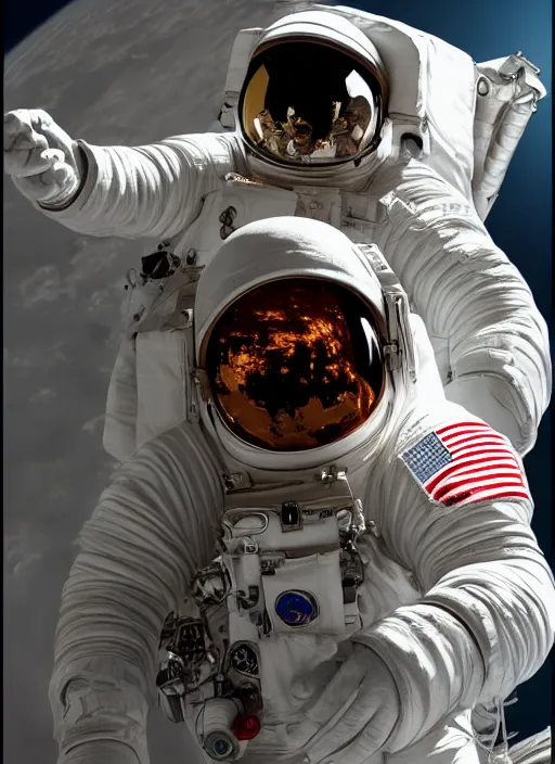 Prompt: Gorgeous NASA astronaut in space, cel-shaded, detailed, focused. Cinematic, hyper realism, realistic proportions, dramatic lighting, high detail 4k