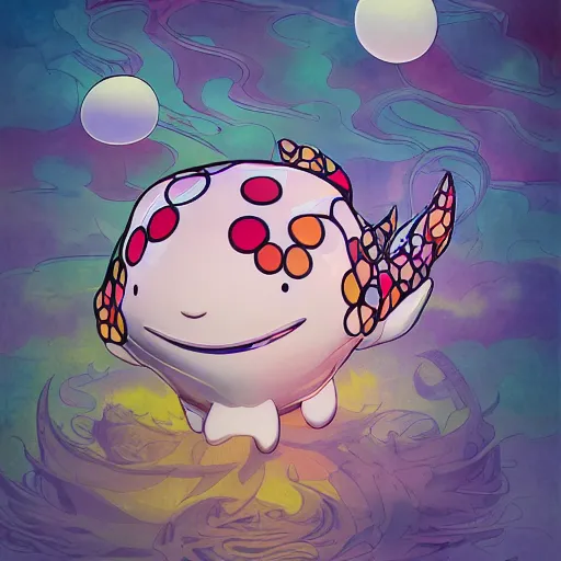 Prompt: axolotl by takashi murakami,, beeple and james jean, aya takano color style, 4 k, super detailed, night sky, digital art, digital painting, celestial, majestic, colorful