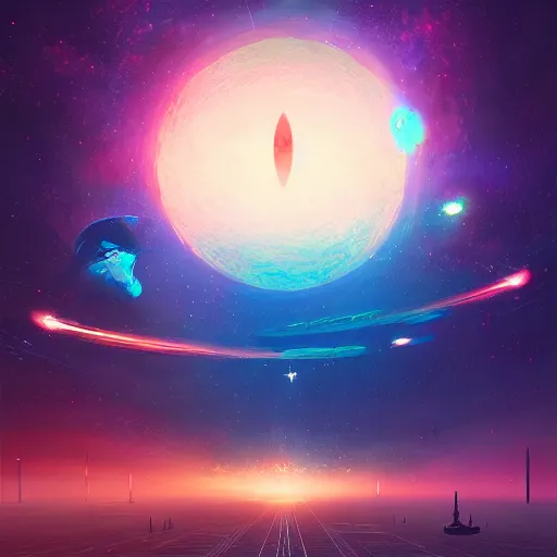 Image similar to an alient fleet in orbit above earth by anato finnstark and alena aenami